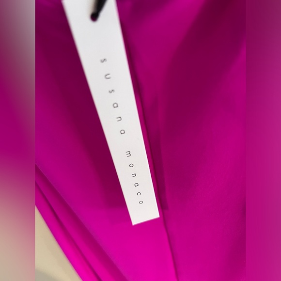 Susana Monaco High Neck Halter Midi Dress BarbieCORE Hit Pink NWT X Small - Picture 8 of 14